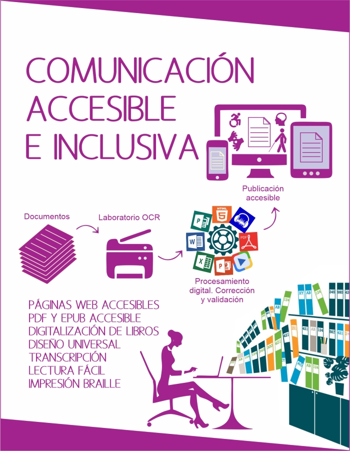 COMUNICACIÓN PARA TODOS
<small>Documentos digitales accesibles e inclusivos</small> Servicios de comunicación inclusiva y accesible, elaboración de páginas web, redacción, digitalización, pdf.